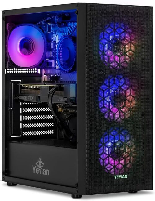 YEYIAN Gaming PC Yumi - Intel Core i5 13400F, GeForce RTX 4060 Gaming Computer Desktop, 1TB NVMe SSD, 16GB DDR5 4800MHz RAM, 650W Gold PSU, Prebuilt Win 11 Home PC, VR Ready, ARGB, WiFi 6